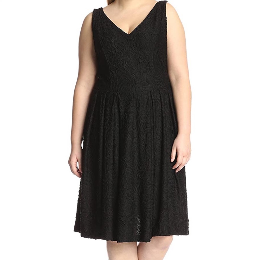 Melissa Masse Black Lace Fit & Flare Dress 1X NWT